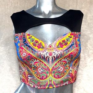 BEBE paisley crop top